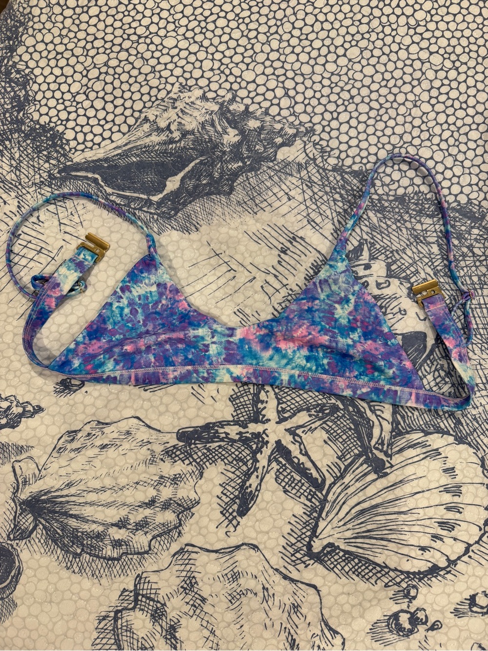 Kulani Kinis Water Baby Minimal Tie-Dye Triangle Bikini Top - Blue, Purple, Pink
